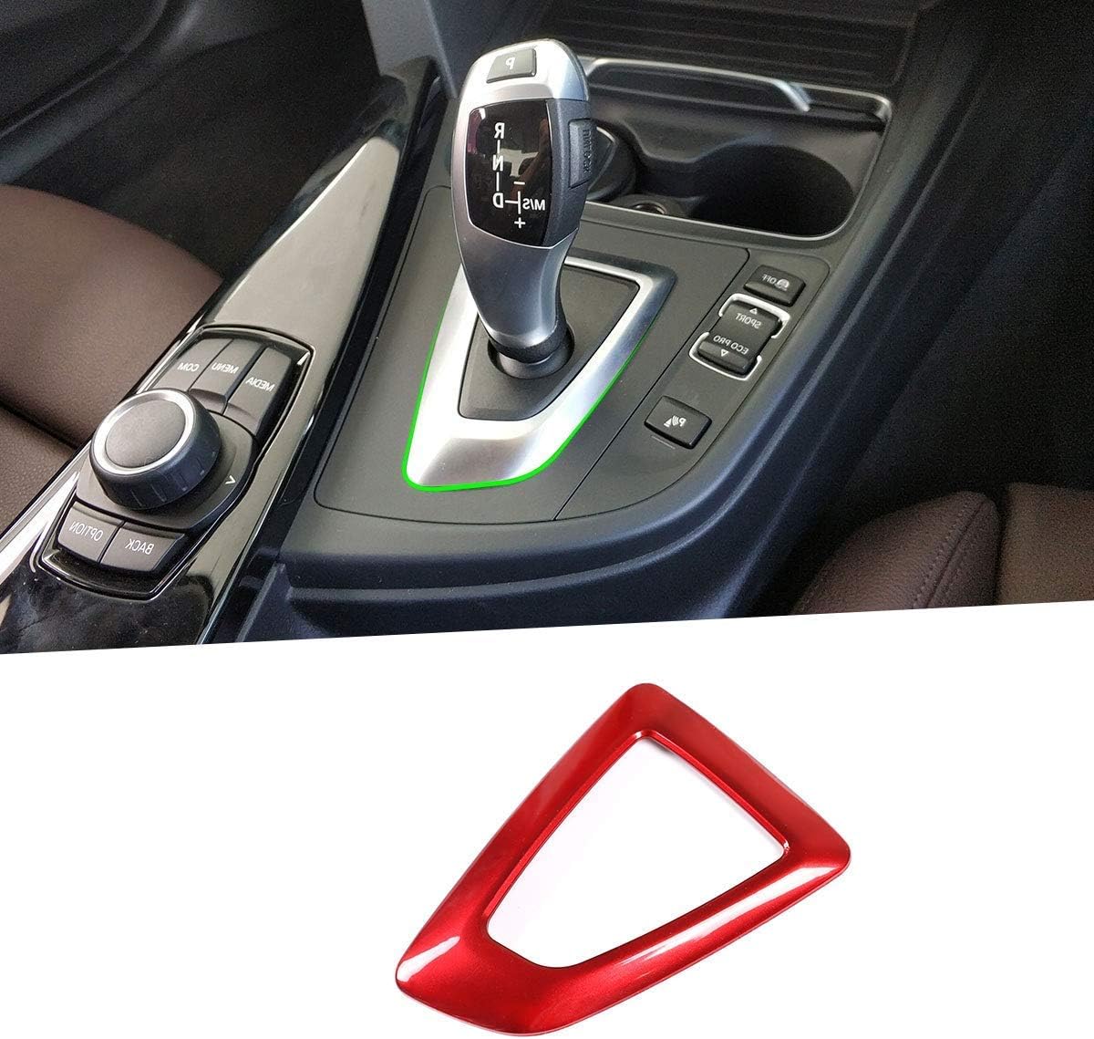 カーアクセサリー右に運転absレッドギアシフターベースフレーム装飾に適していますbmw 人気 1 2 3 4シリーズf F21 F34 F30 F32 F46