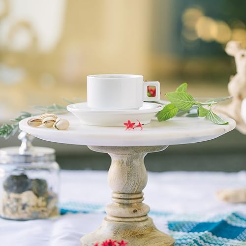 Miniatura 3 de Huji Juego de tazas y platillos de café turco expreso de porcelana fina de 3.2 onzas (4 tazas, 4 platillos)