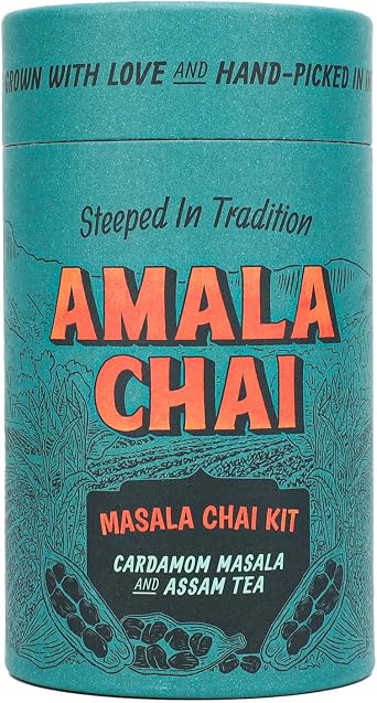 Amala Chai Authentic Masala Chai Kit - Cardamom Masala & Single-Origin Assam Tea, 15 Cups | Handcrafted, Ethically Sourced, Supports Farming Communities | Authentic Chai Tea Bags Alternative.