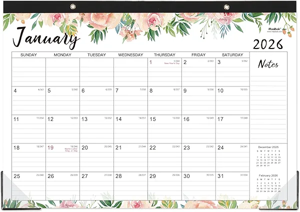 2026 Desk Calendar - Jan 2026 - Dec 2026, 12 Months Large Monthly Desk Calendar, 17" x 12", Desk Pad, Large Ruled Blocks, to-do List & Notes, Best Desk/Wall Calendar for Planning or Organizing