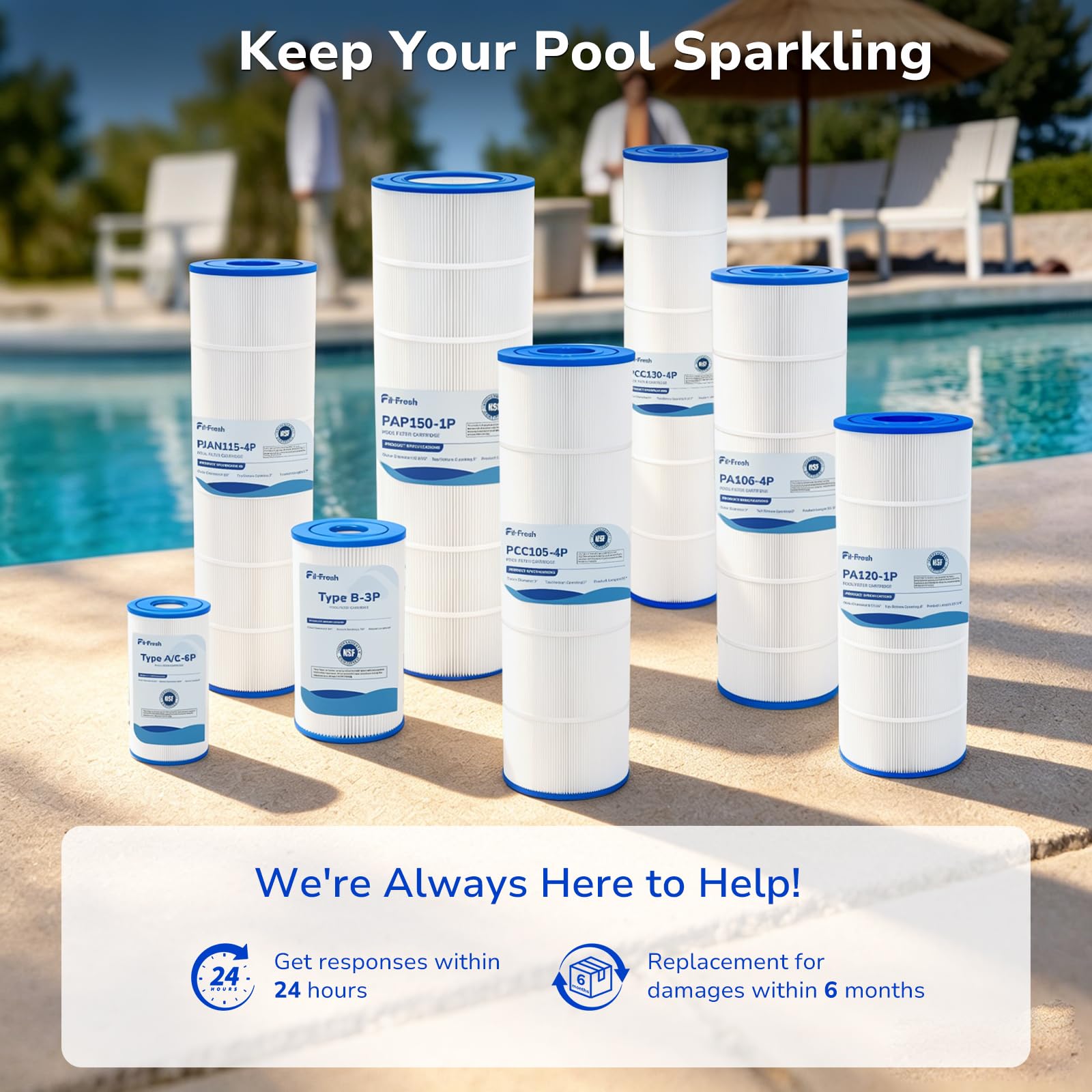Fil-Fresh C1200 Cartouches de Filtre de Piscine compatibles avec Hayward C1200, Remplacement pour Hayward CX1200RE, Unicel C-8412, 10 m²