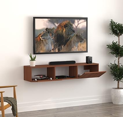Anikaa Mercy Engineered Wood Wall Mount TV Unit/TV Stand/TV Cabinet/TV Entertainment Unit (Walnut) (Ideal for 60 Inch)(D.I.Y)