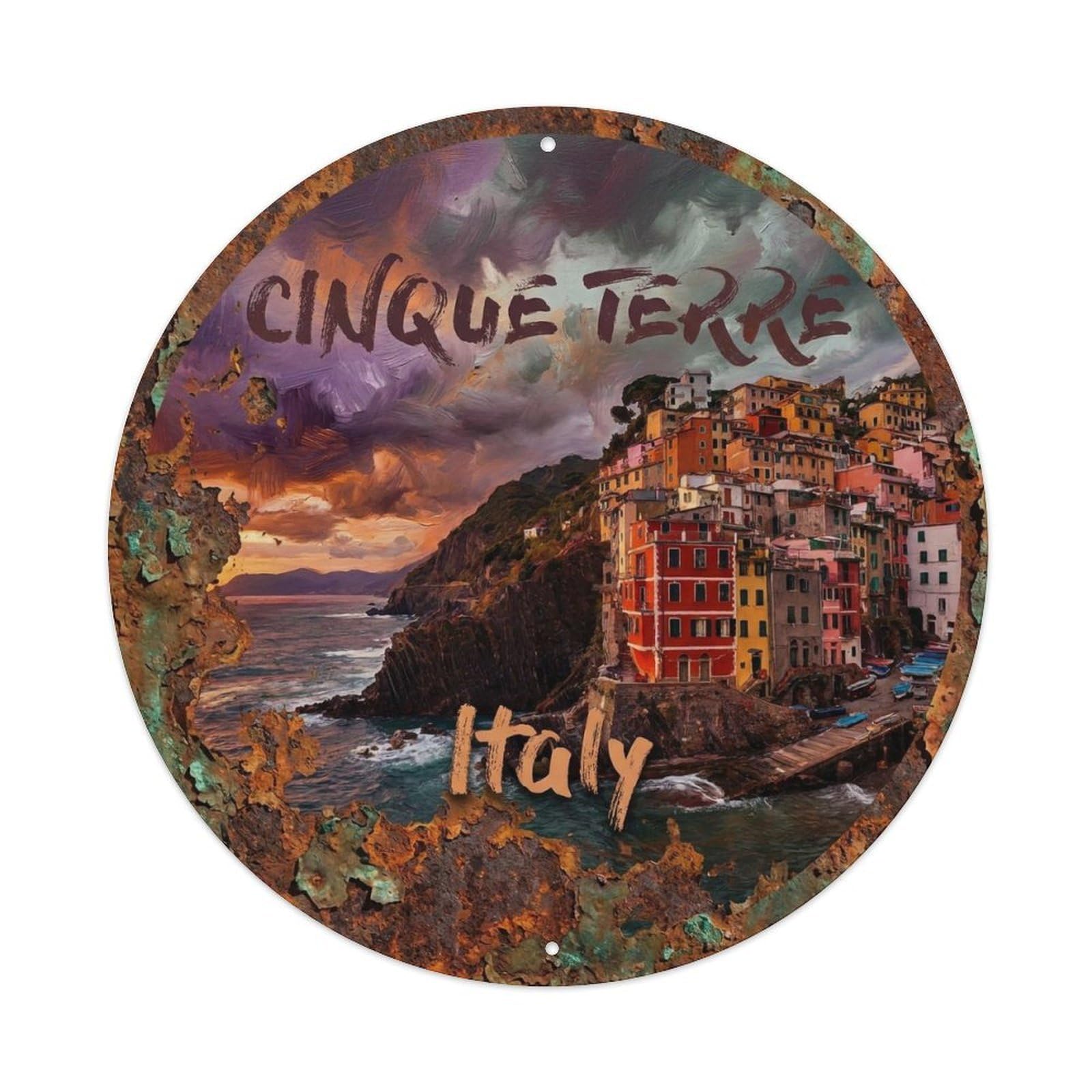 Vintage Travel Cinque Terre Italy Marina Metal Tin Sign