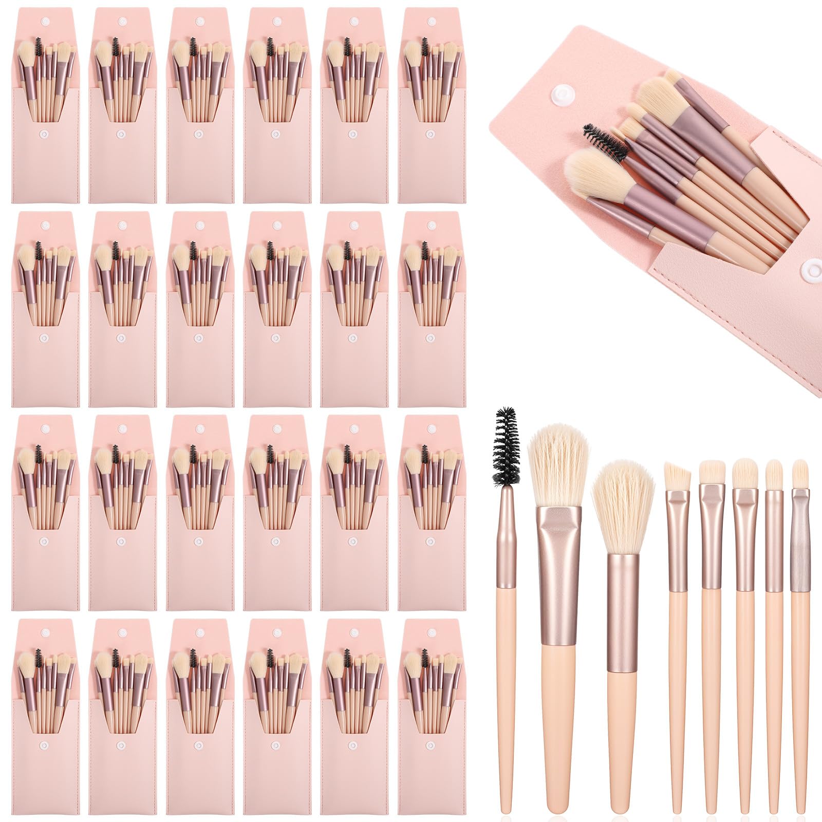 Set di 24 pennelli da trucco da viaggio per fondotinta, mini pennelli da trucco da viaggio, con borsa per il trucco, per donne e ragazze, bomboniere, addio al nubilato, festa nuziale, regalo per