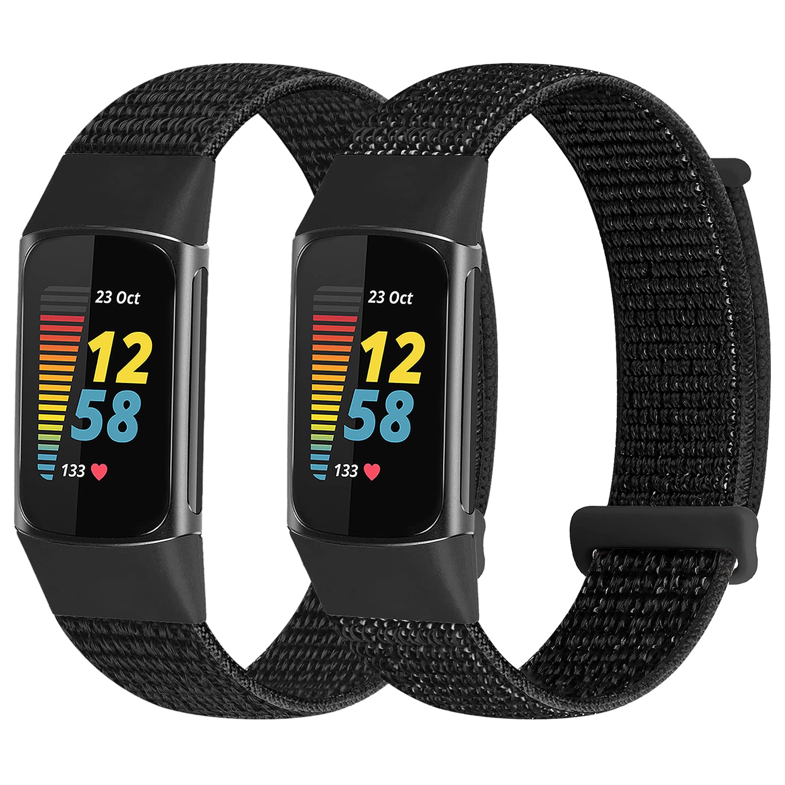 XFYELE Nylon Watch Loop Band Compatible with Fitbit Charge 5 Only, Breathable Adjustable Sports Wristband Replacement Band for Men and Women