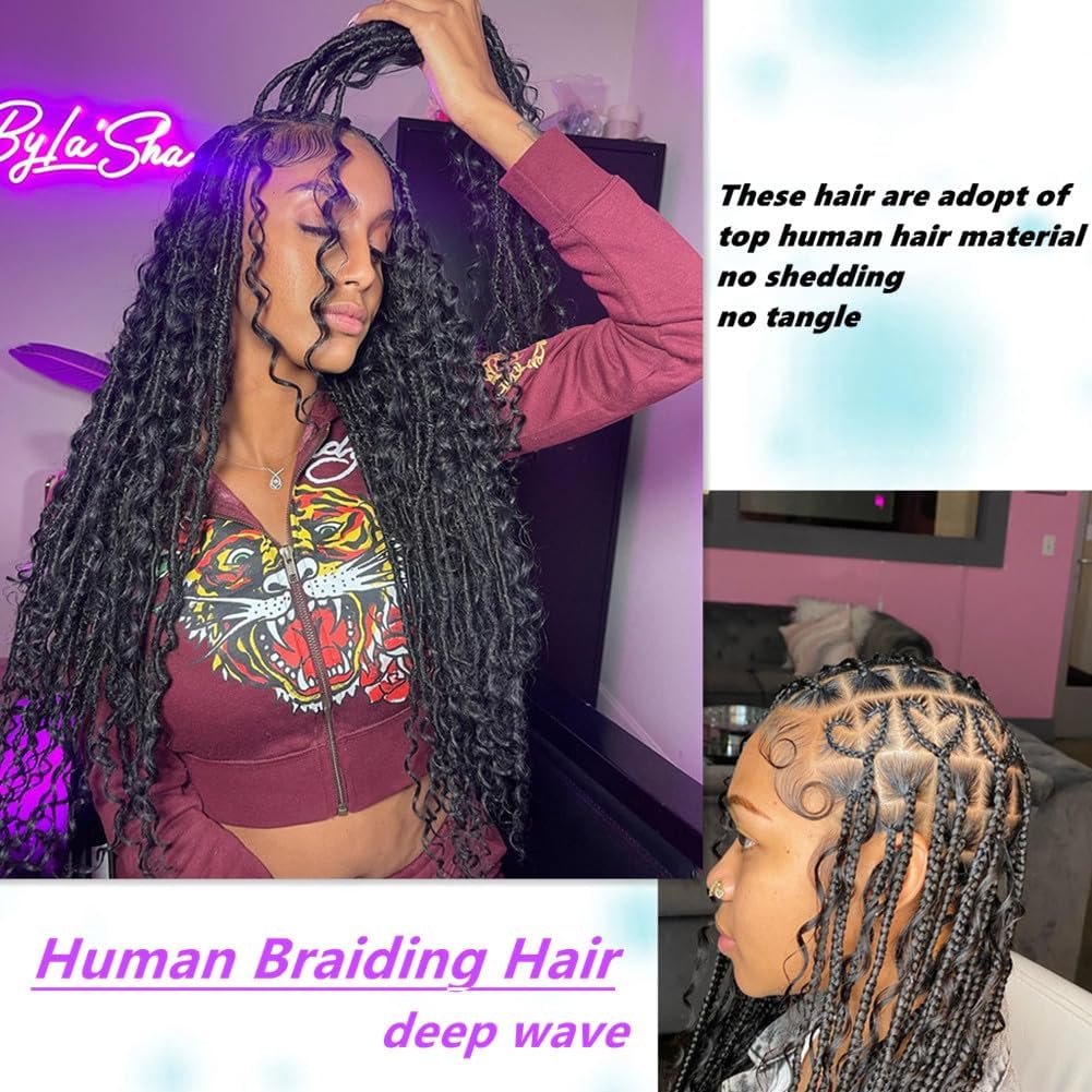Boho Curly Human Hair Braiding Hair, 100% Virgin Hair, 110g 2-Bundle Pack