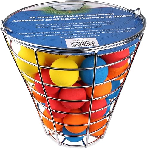 Intech 48 pelotas de golf de espuma multicolor con cesta de metal; pelotas de golf suaves y limitadas para práctica de vuelo para patio trasero o