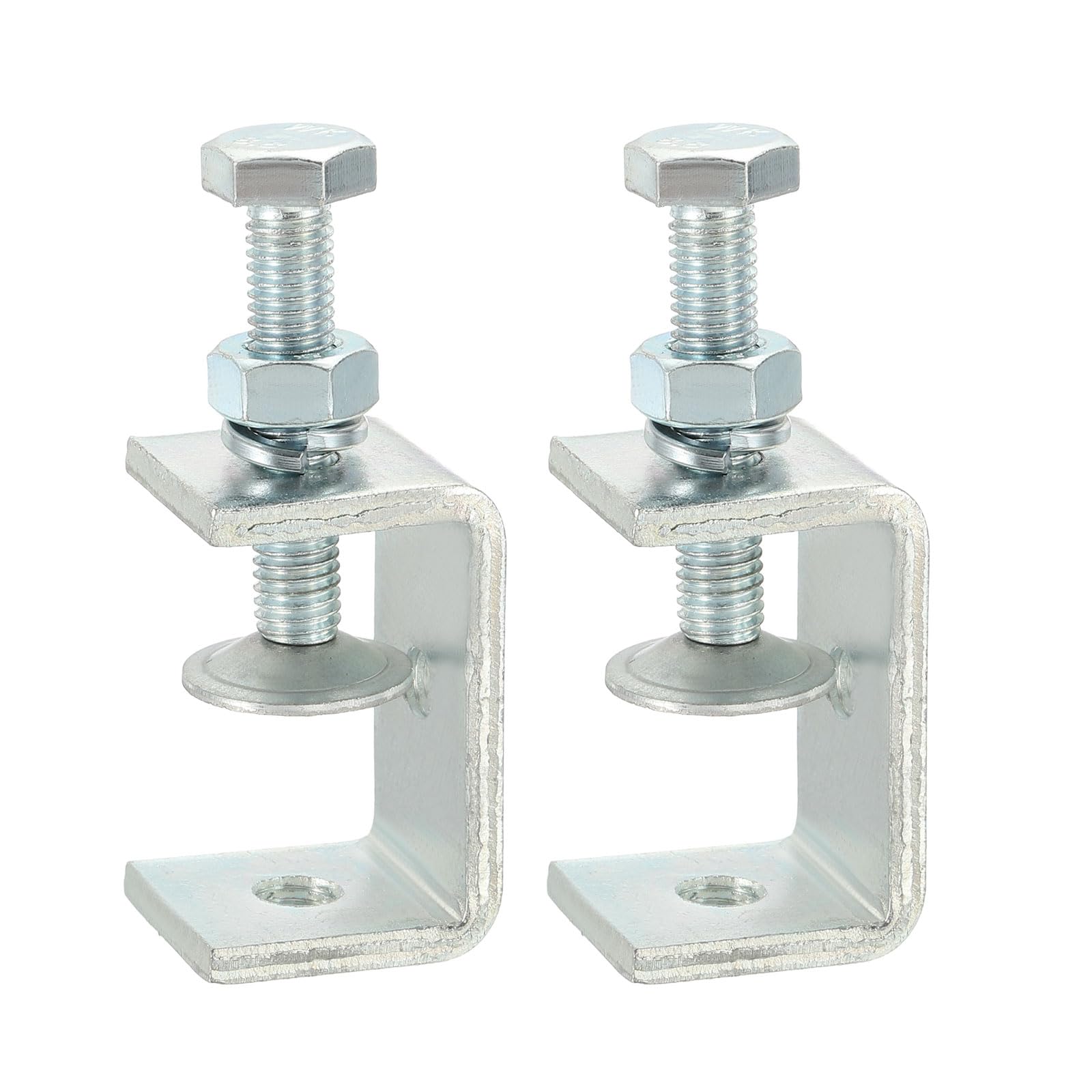 sourcing map 2 Pcs Carbon Steel C Clamps 45mm Square Galvanized Mini Tiger Clamp Adjustable Heavy Duty Metal U Clip with Hexagonal Screws for Woodworking Welding Mounting, Blue White