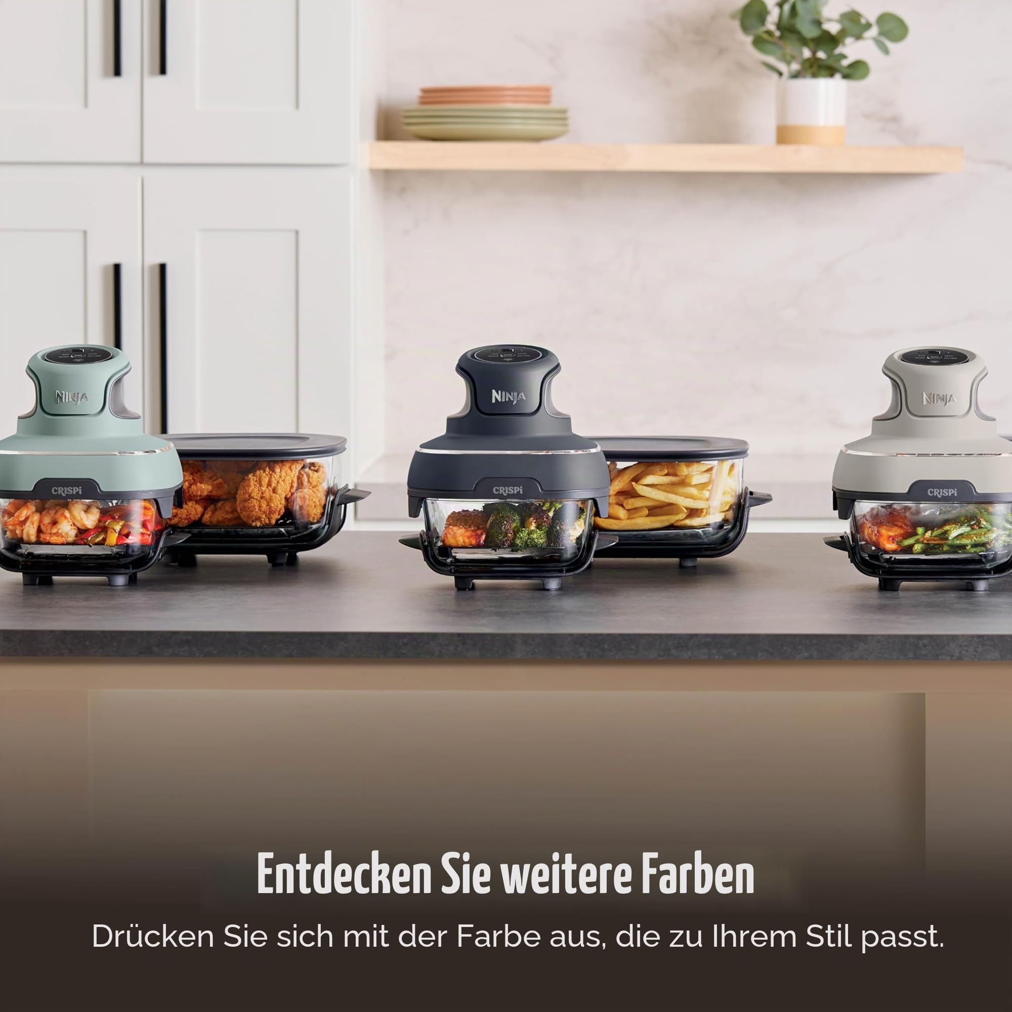 Ninja Crispi – Tragbares Kochsystem mit Crispi PowerPod, 6 Tassen und 4 Tempware-Glas-Tassen, hitzebeständig, Aufbewahrungsdeckel, mikrowellengeeignet