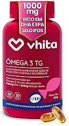 Vhita Omega 3 1000mg, Suplemento com EPA DHA e Vitamina E, Antioxidante, 60 Cápsulas