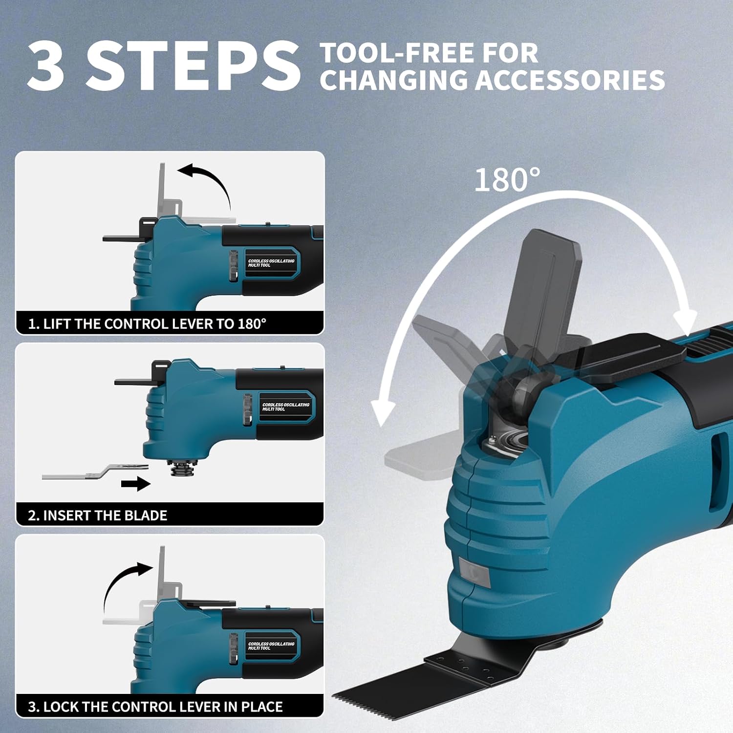 Cordless Oscillating Tool for Makita Battery, 20000 OPM Brushless Motor with 6 Variable Speeds, LED Light, 23Pcs Saw Accessories for Cutting Wood, Scraping, Sanding (Tools Only)