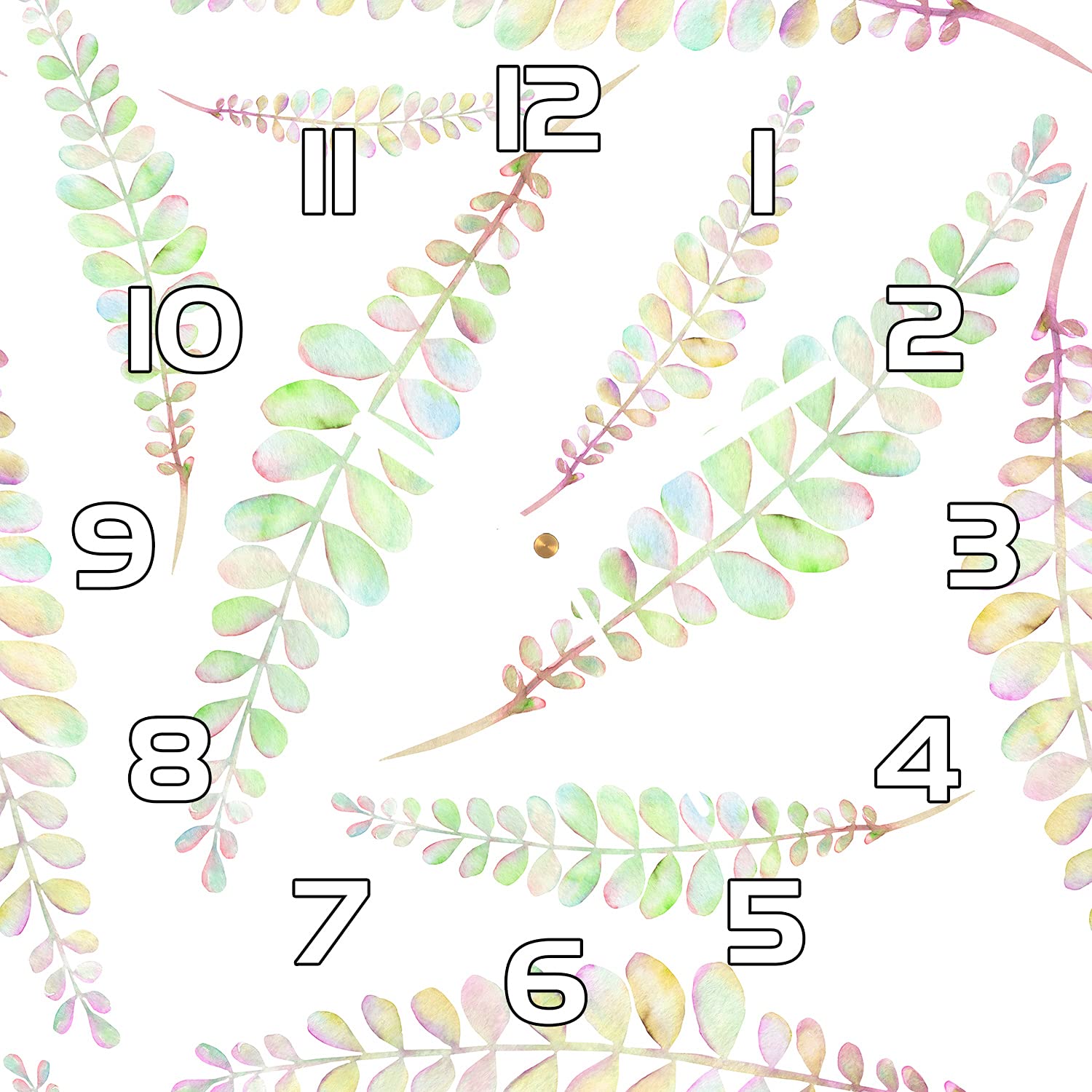 Horloge murale en verre pour salon moderne et cuisine décor feuilles subtiles