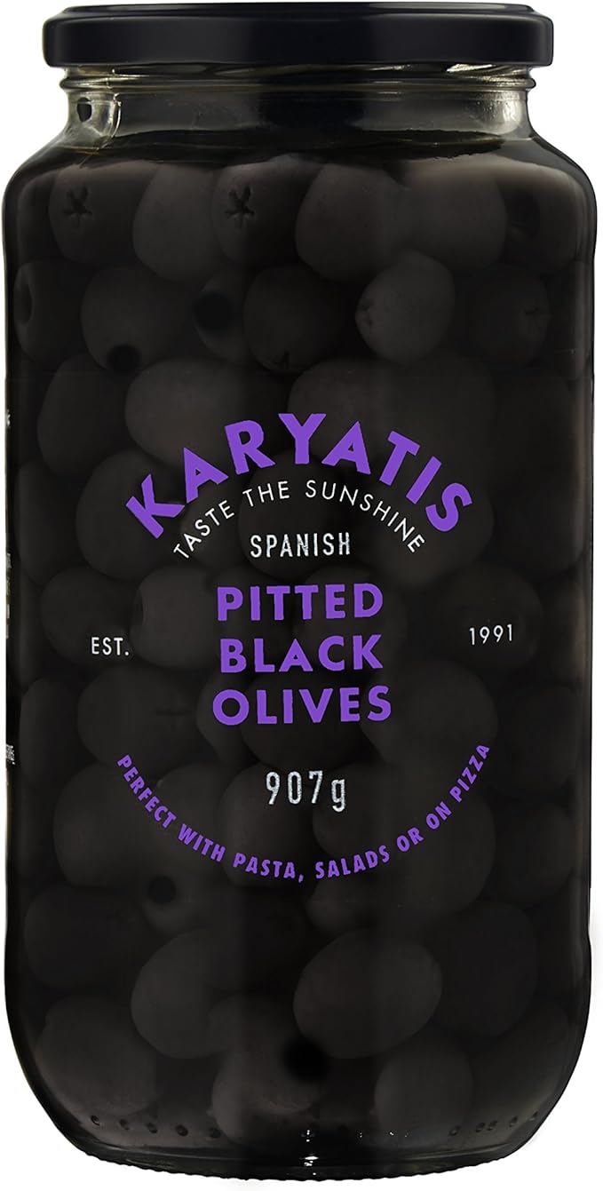 Karyatis Spanish Black Pitted Olives In Brine 907g Amazon.co.uk Grocery