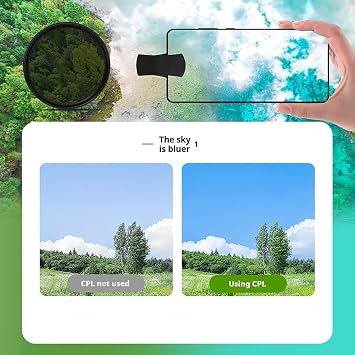 52mm Clip-0n CPL Phone Camera Lens Filter Kit, 52mm CPL Filter for Phone with Clip, Circular Polarizer Polarizing Compatible for iPhone 16 15 14 13 12 11, Motorola, Other Smart (2Pcs)