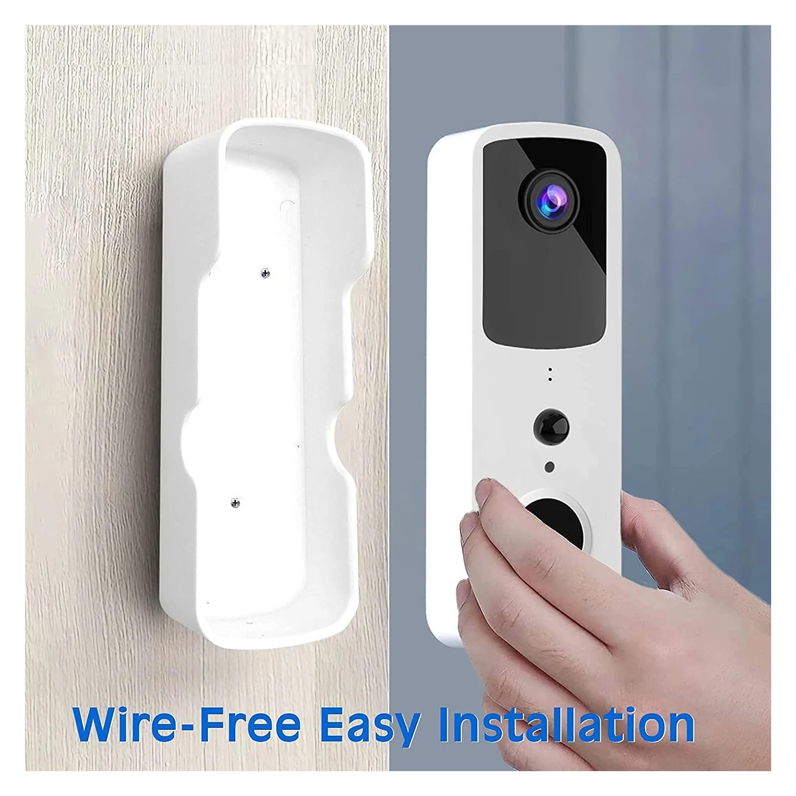 Video Citofono, Campanello video WIFI 1080P Campanello intelligente Campanello con telecamera di sicurezza wireless Campanello con rilevamento del movimento PIR(White)