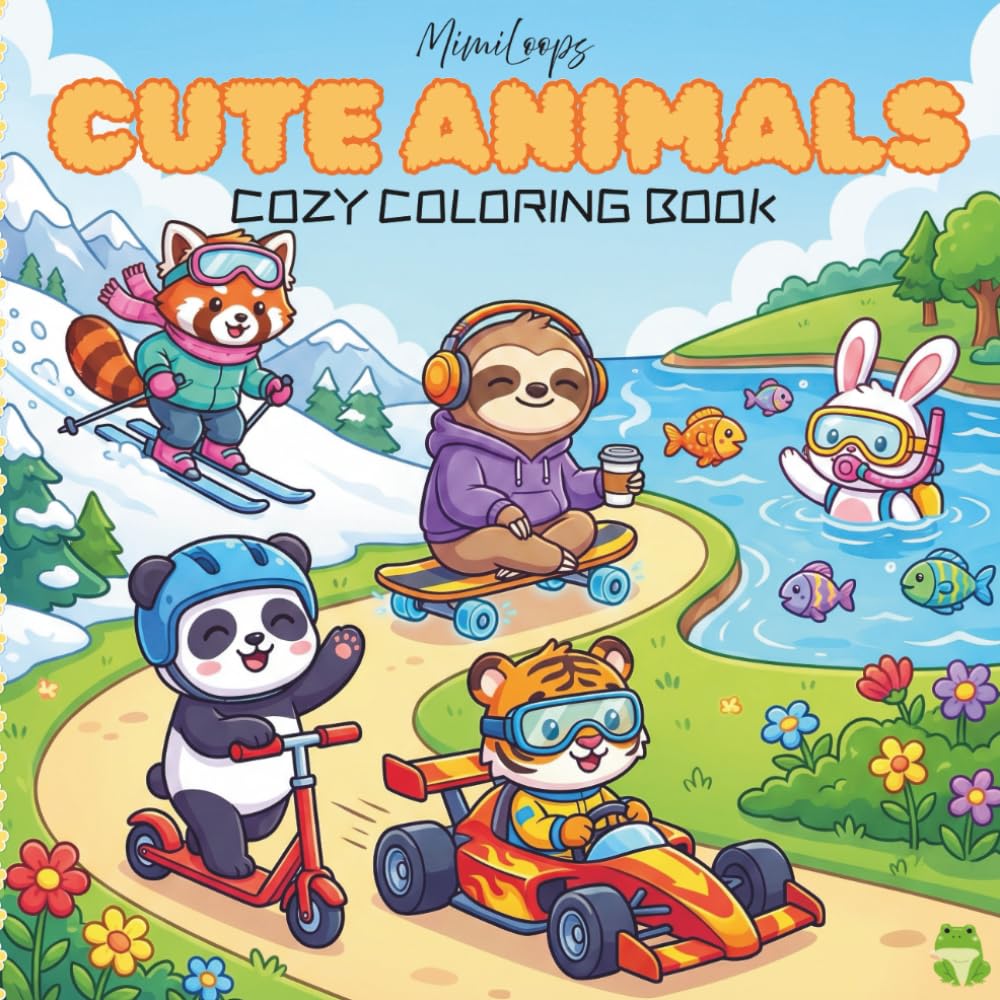 Ready, Set, Color! Cute Animals in Action Coloring Book: 40+ Fun Illustrations of Animals Playing Sports, Skateboarding, Skiing, and More!