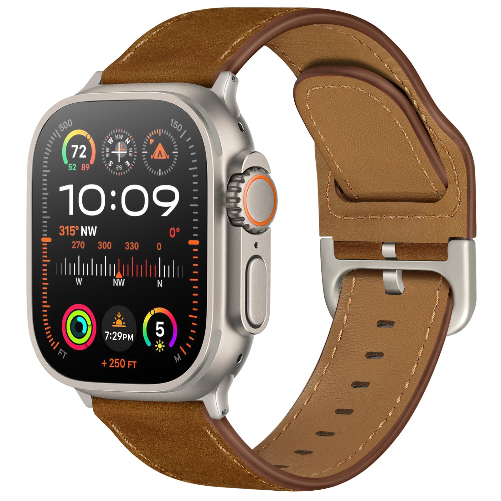 YALOCEA Leather Bands Compatible with Apple Watch Bands 49mm/46mm/45mm/44mm/42mm for Men Women, Genuine Strap for iWatch Ultra 3/2/1 Series 11 10 9 8