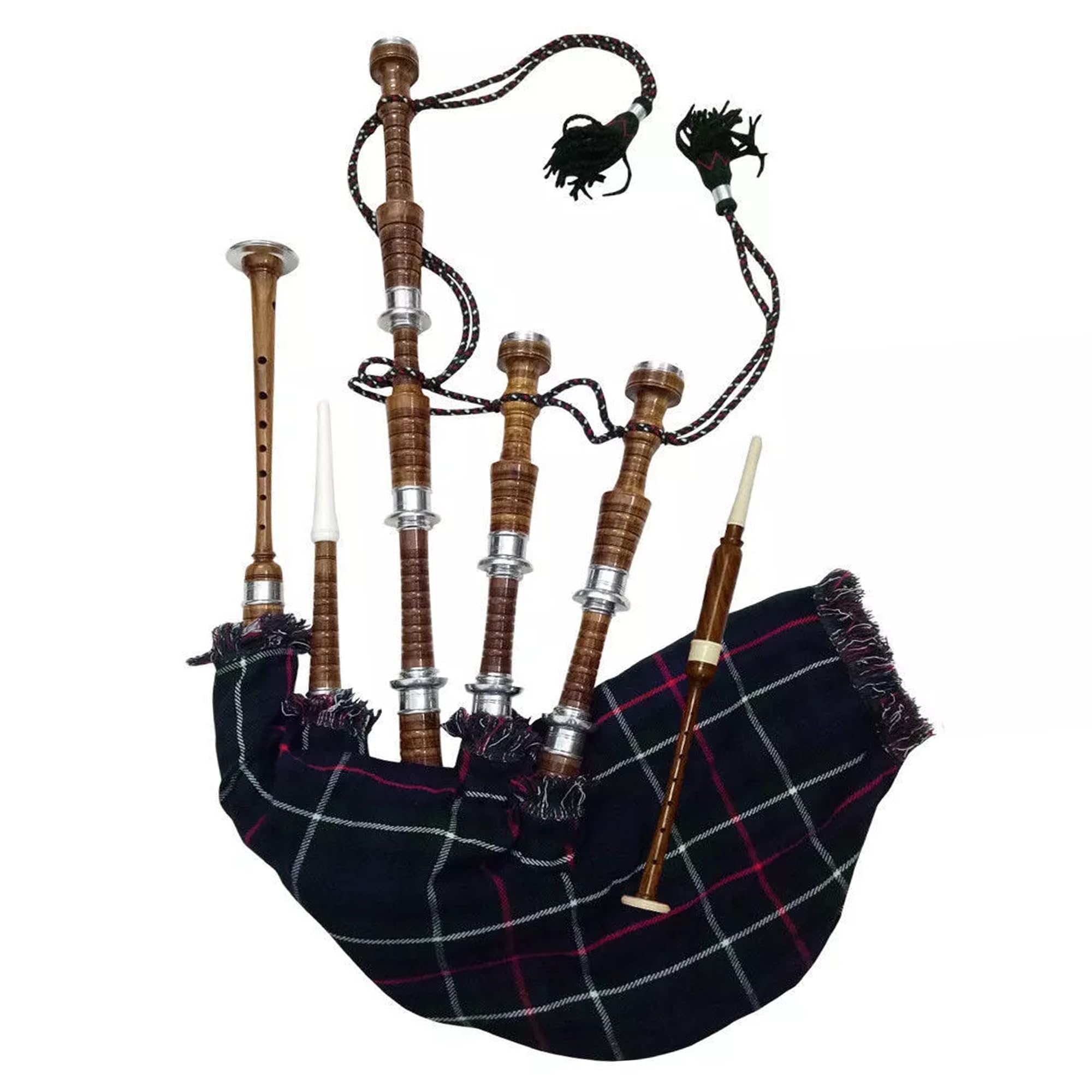 TC Spielbarer Dudelsack – traditioneller Highland-Dudelsack McKenzie Tartan Cover, Premium-Qualität – Naturbraunes Finish Palisander