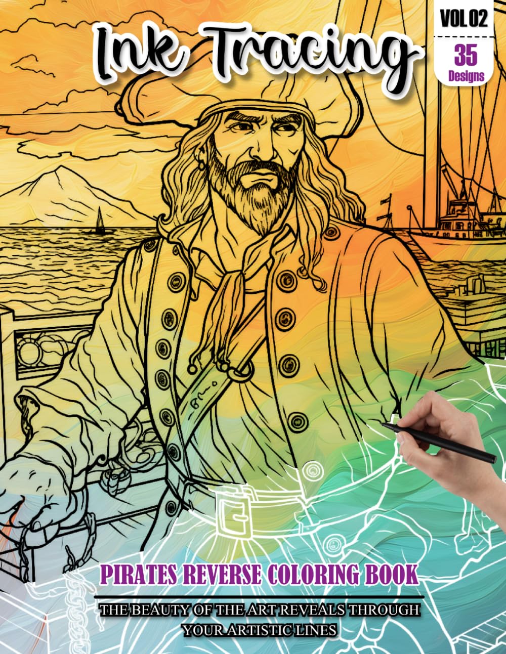 Ink Tracing Book for Adults: Stress relief reverse Pirates ink tracing book for adults: mindfully Follow white lines to Uncover 35 Pirates arts | ... a perfect gift for Pirates Lovers (Vol-02)