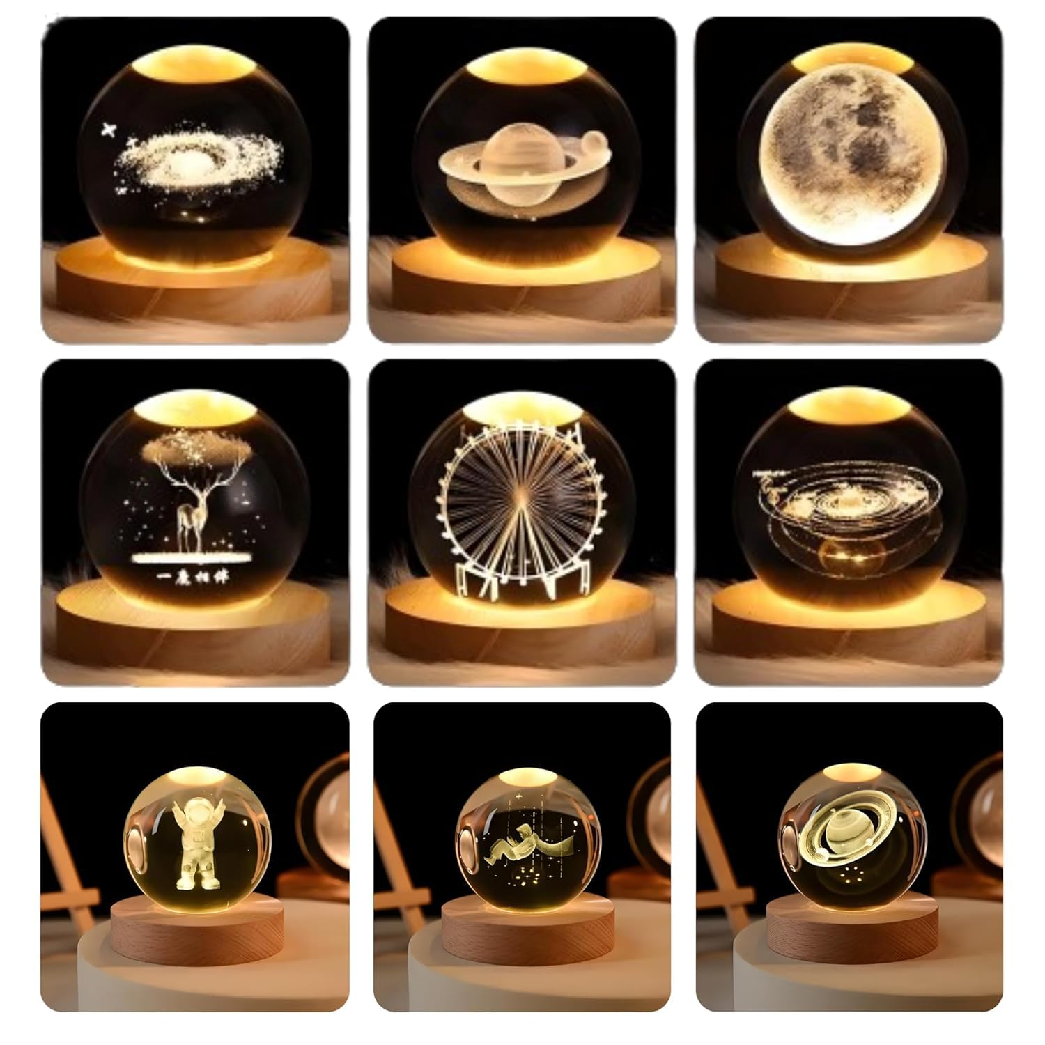 Krisus® 3D Crystal Ball Night Lamp in Multi/Random Design with Wooden Base Night Lamp for Room, Table Light for Bedroom Diwali Gift for Friends Relative All, Led Ball Lamp for Home Decoration (2) (B0DJ11RCTN) Amazon Price History, Amazon Price Tracker