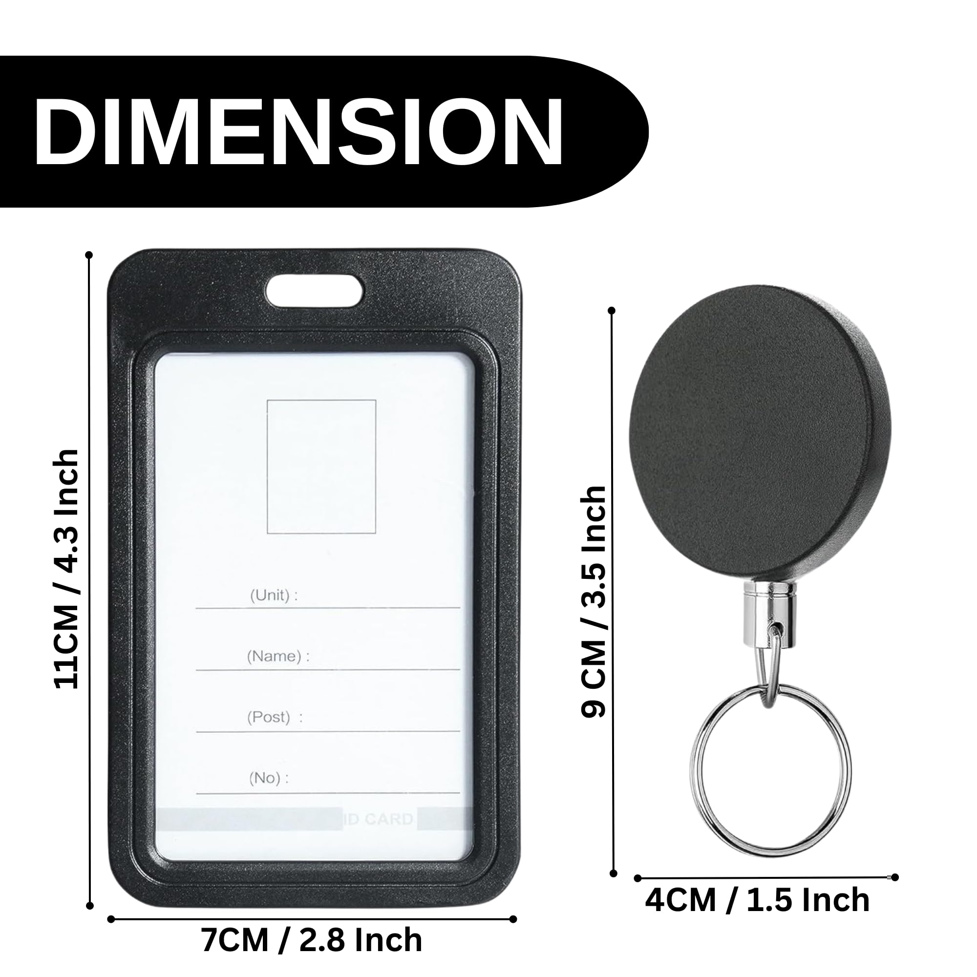 True-Ally Metal Black Retractable Reel ID Card Holder with Vertical Silicone Card Sleeve Pack of 2 with Belt Clip, Durable Badge Holder, Heavy Duty ID Badge Reel for Office, School & Security Use 1