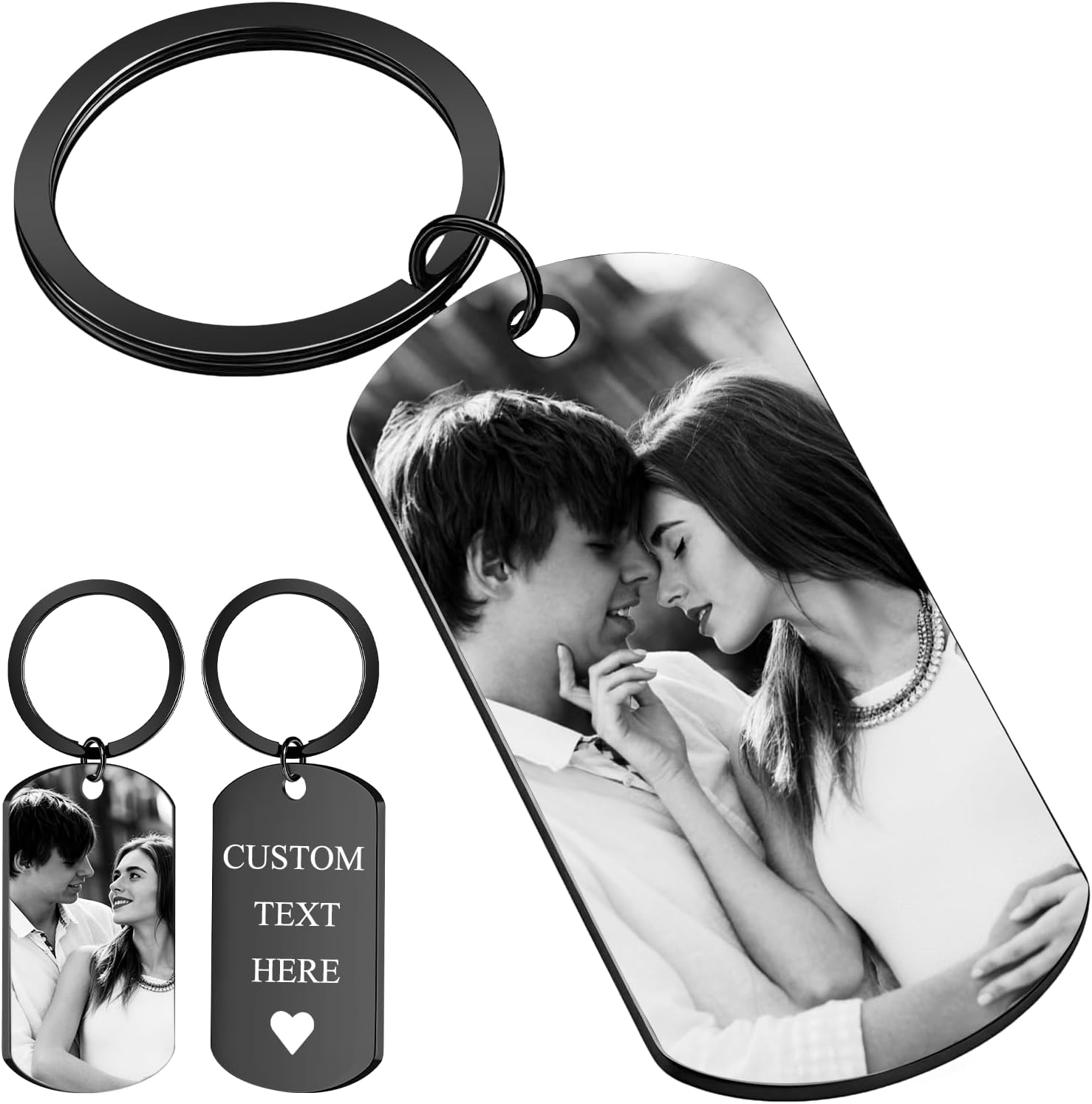 Custom Keychain with Picture - Personalized Photo Keychain, Valentine’s Day Gift for Boyfriend Men