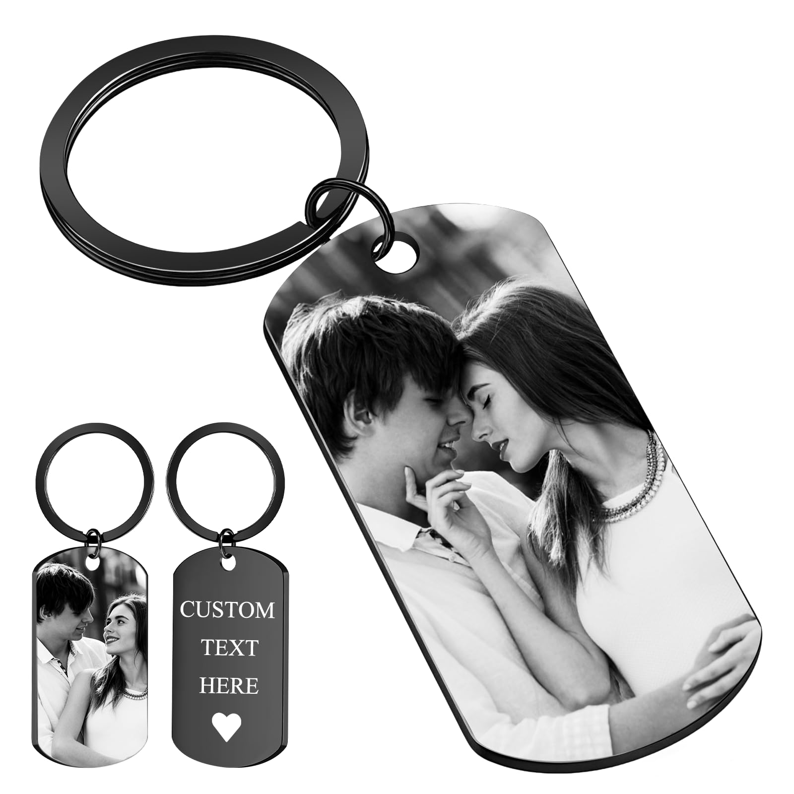 - BEXOA Custom Keychain with Picture - Personalized Gifts Photo Text Key Chain for Boyfriend Men Dad