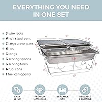 Vista 3 de Buffet desechable grande de tamaño completo de 33 piezas con fundas, utensilios, latas de combustible, juego de platos de alta calidad para eventos