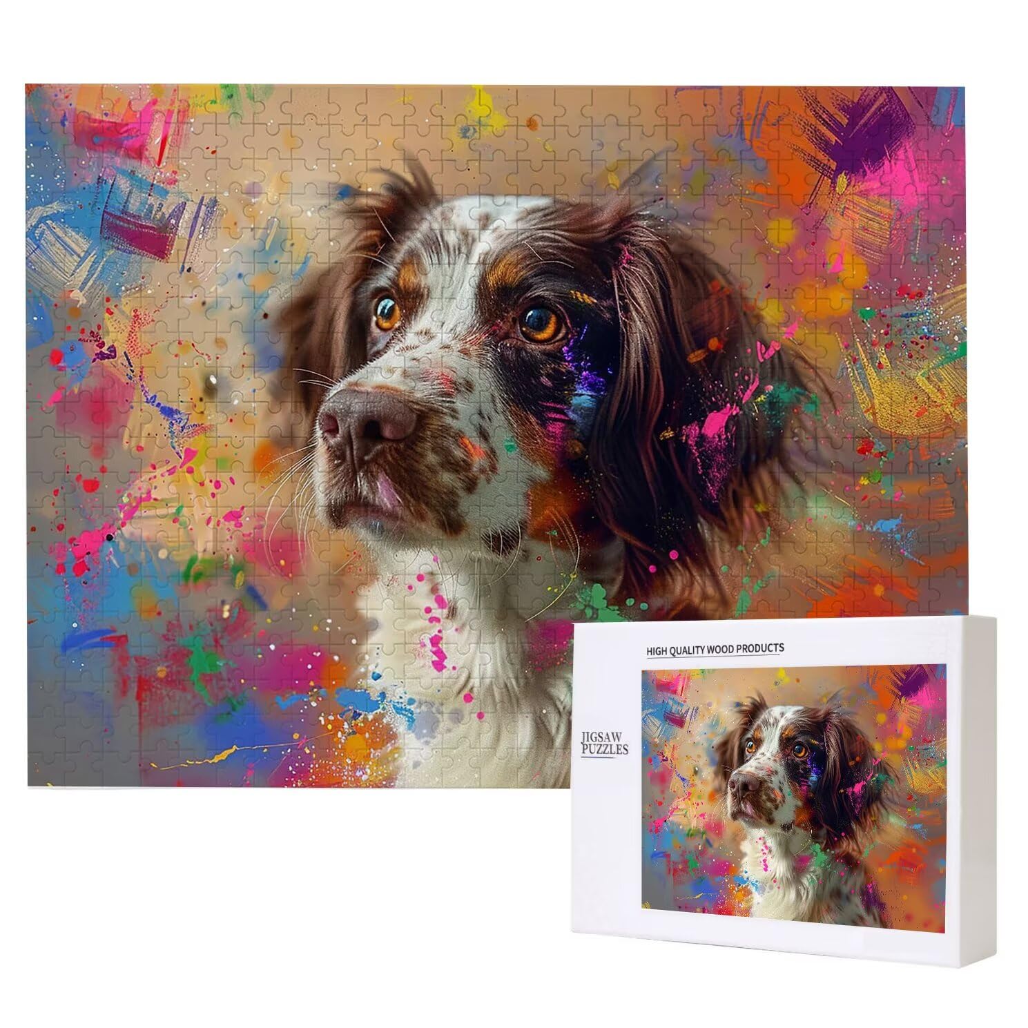 Puzzle dla dorosłych, 3000 sztuk, trudne drewniane puzzle, gra, gra logiczna, gra ręczna, dekoracja rodzinna, kreatywne hobby, prezent 81 x 122 cm kolorowy pies K0F-47