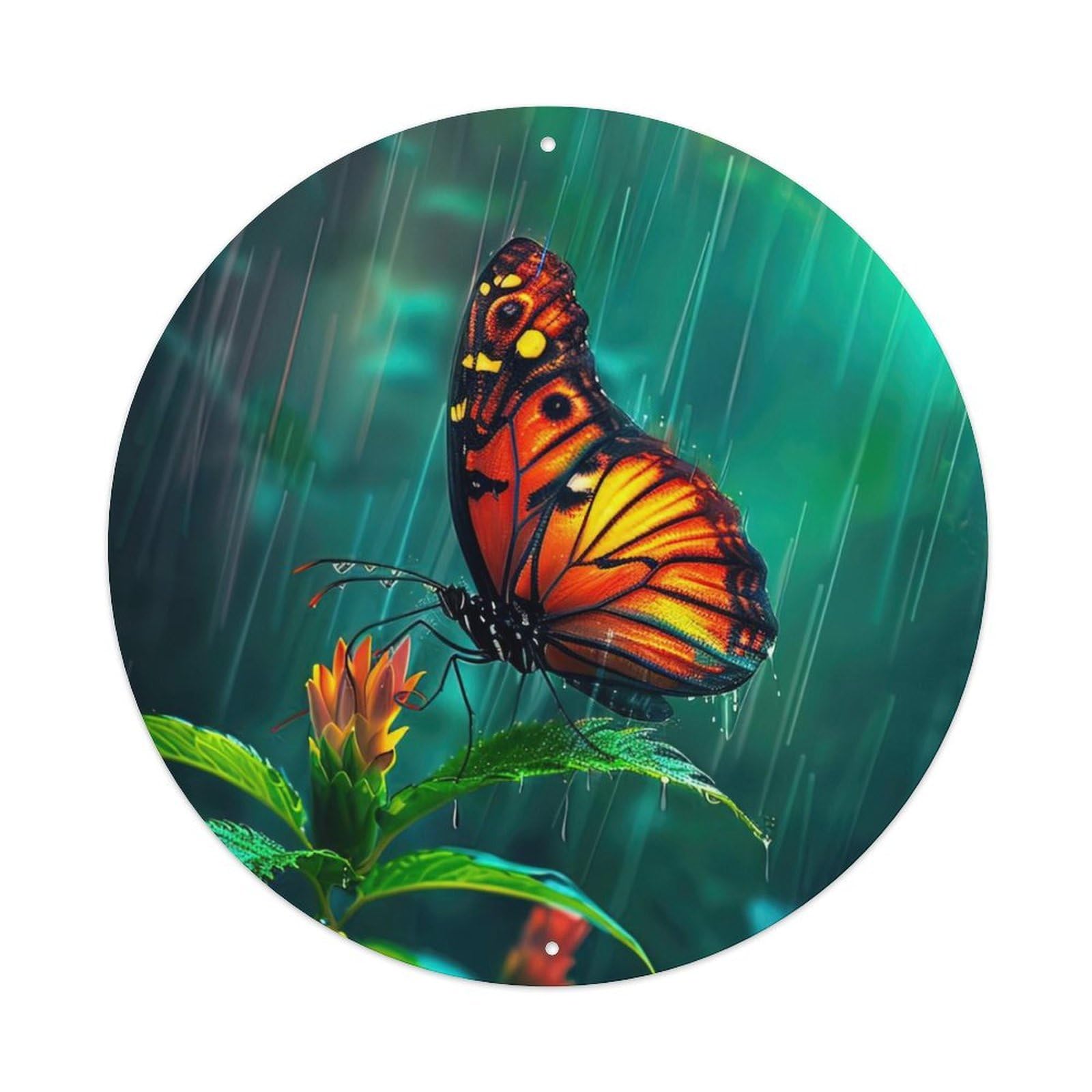 Animal Artwork Butterflies in The Rain Metal Tin Sign