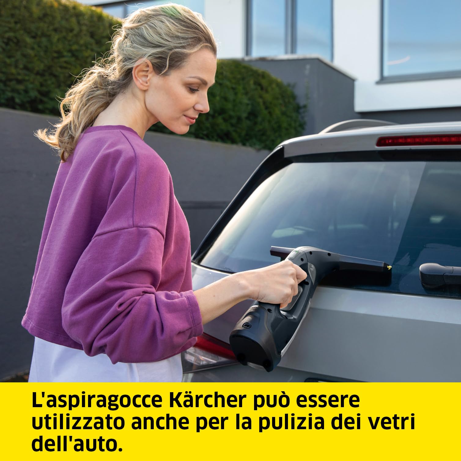 Kärcher Lavavetri Aspiragocce WV 2 Black Edition per la Pulizia di Vetri, Piastrelle, Cabine Doccia, Piani a Induzione, Serbatoio 100ml, Autonomia Batteria 35 min, Ampiezza Bocchette 28-17 cm