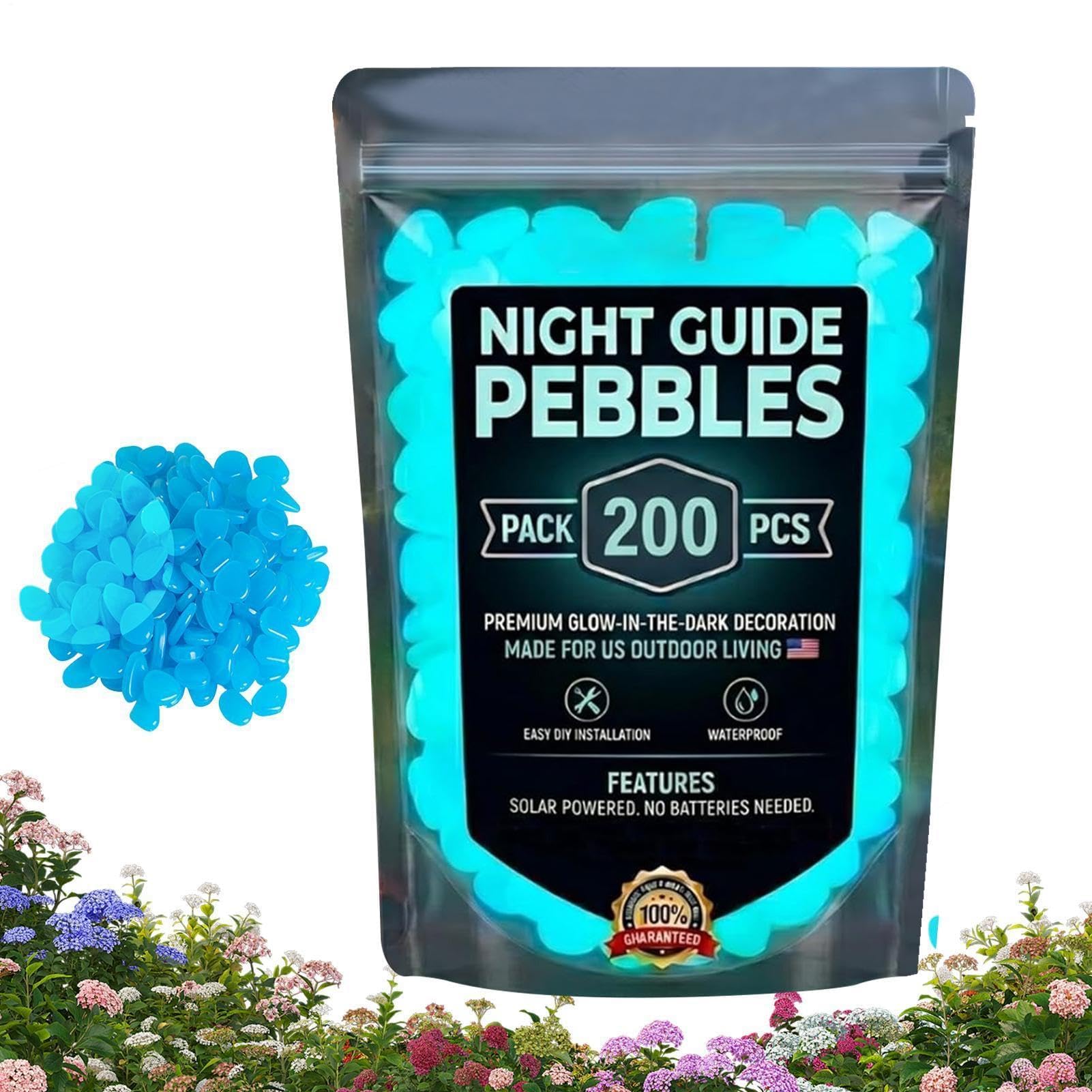 Muiltvoe Glowing-in-the-Darks Pebbles for Outdoor Decor 200pcs Colorful Glowing-in-the-Darks Garden Stones Garden Stones for Fish Tank Plant Pots DIY Decor Pathway & Outdoor Gravel Decoration