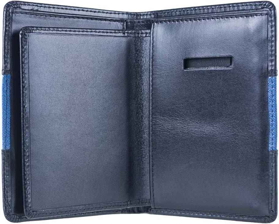 PD Holsters and Wallets Law Enforcement Badge Wallet, Full Grain Leather, Fits Any Shape Badge-Thin Blue Line (Clip Back)