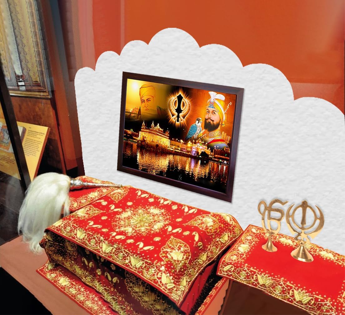 SANVIKA Gurunank Devi with Gurugobind Singh Ji giving blessings out side golden temple, A picture Poster with unbreakable acrylic glass frame Office/Home Décor (229-60)