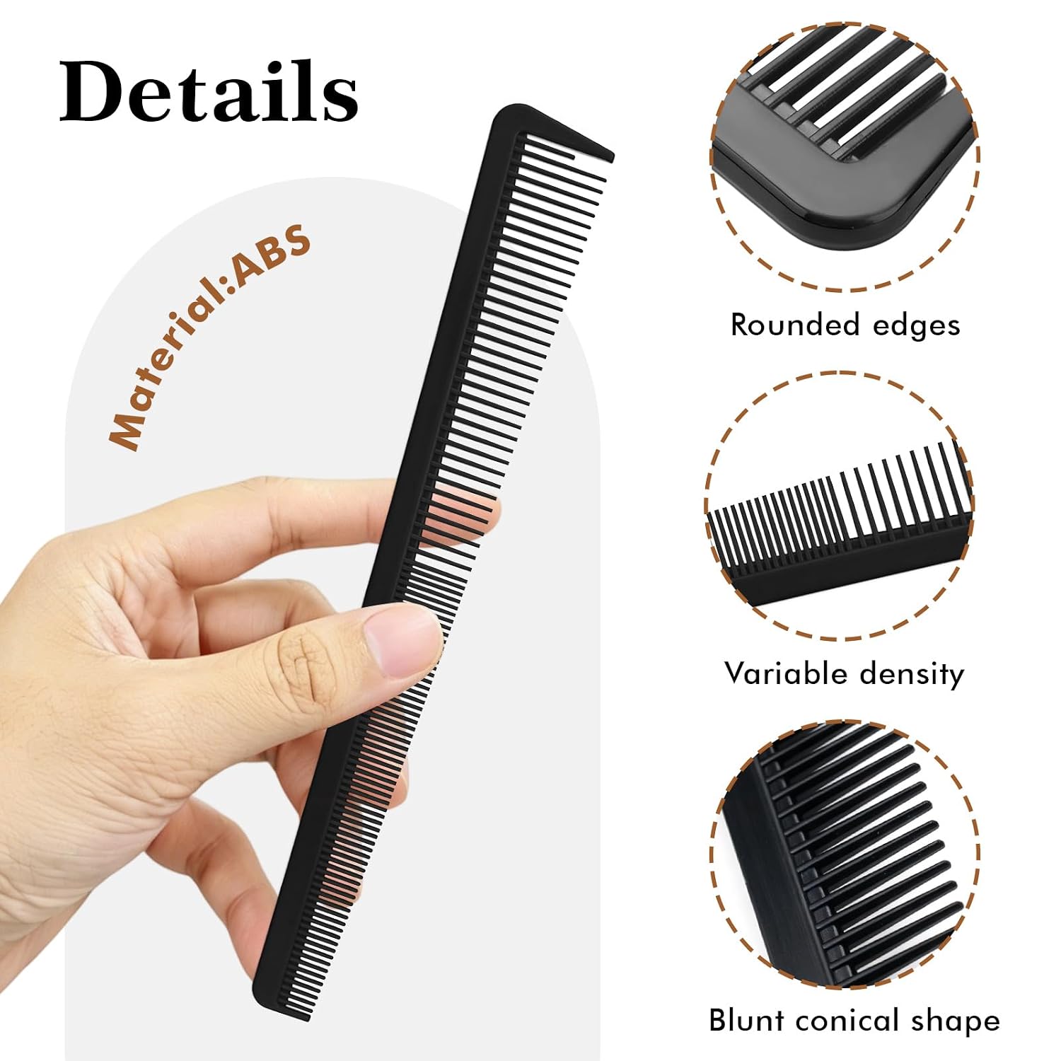 15 PCS Tapered Comb 2 in 1 Barber Comb for Hair Stylist Fiber Salon HairdressingAnti Static Heat Resistant Cutting for Men Women, (Multicolor)