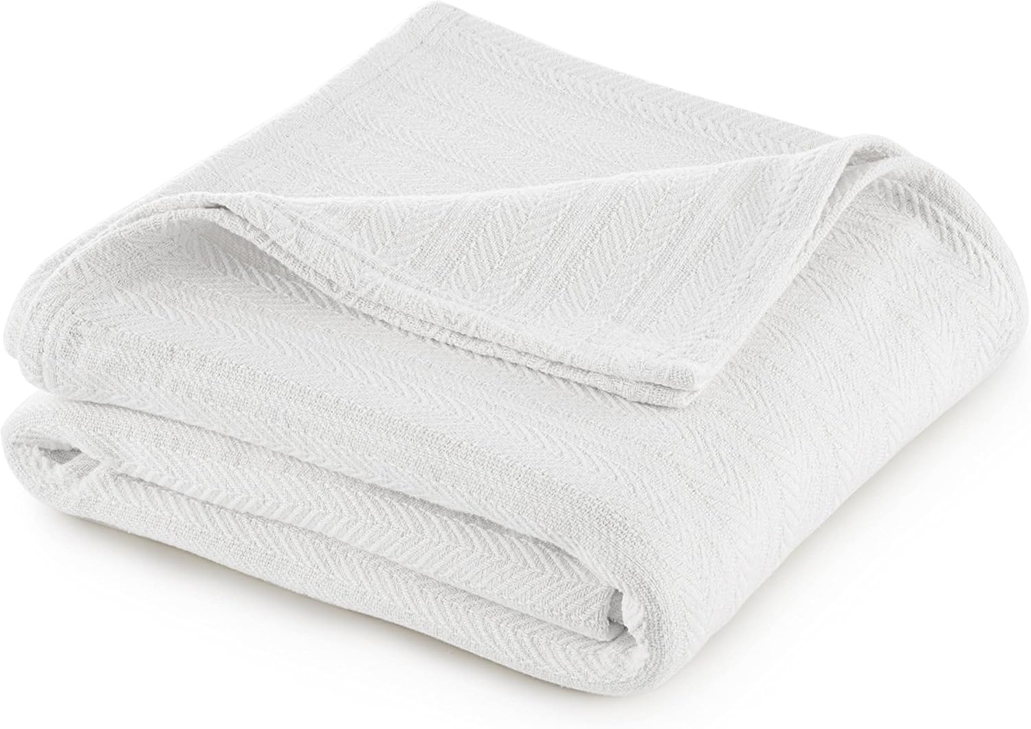 Vellux 1B07231 Cotton 360 GSM Breathable Solid Herringbone Lightweight Blanket