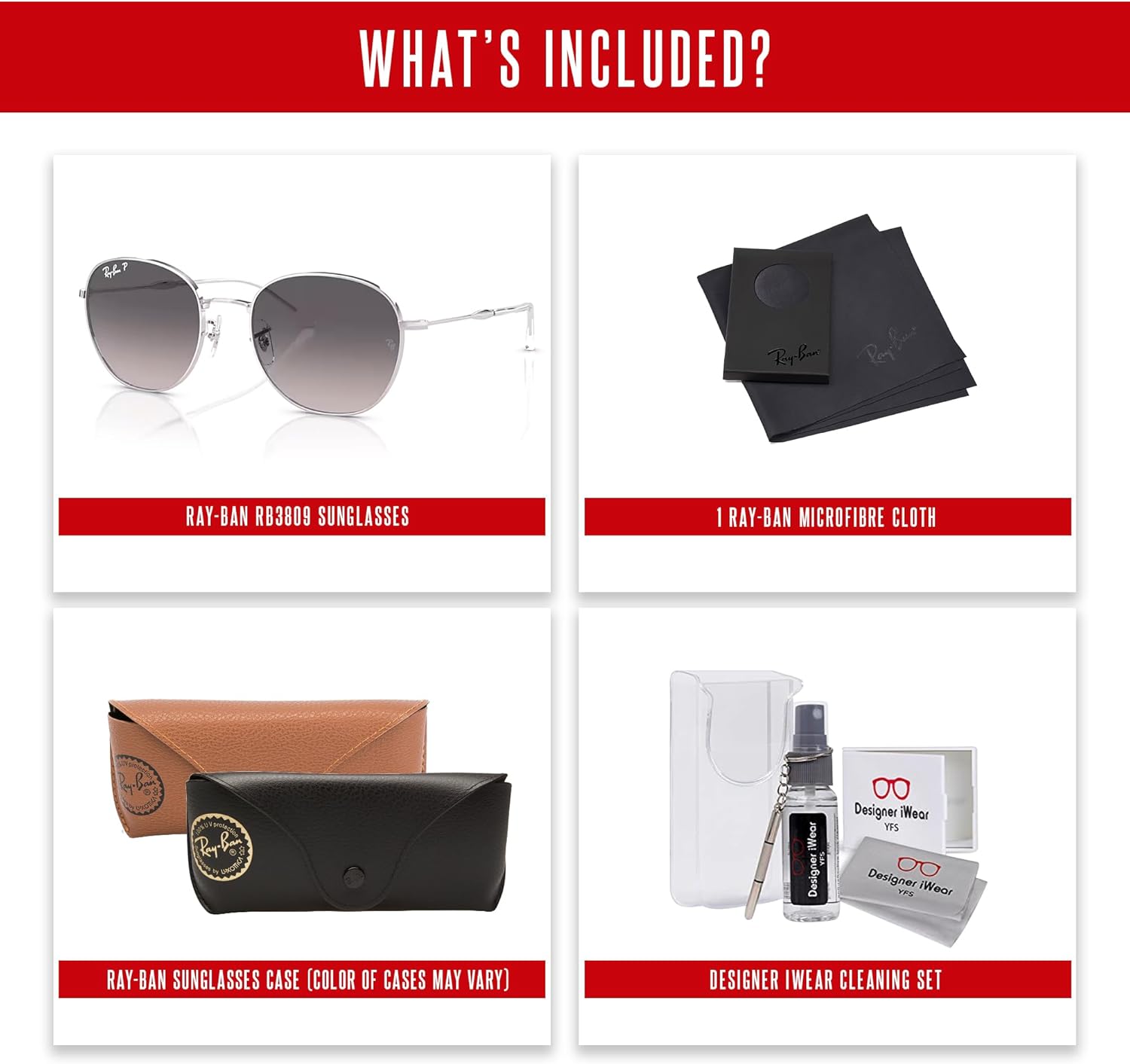 Ray-Ban RB3809 Rounded Sunglasses for Men for Women +BUNDLE with ACCESSORY EYEWEAR KIT