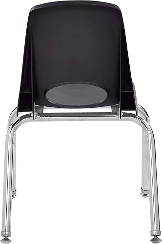 Miniatura 10 de FDP - Silla escolar apilable de 14 pulgadas, asiento apilable para estudiantes con patas de acero cromado y deslizadores giratorios de nailon, para