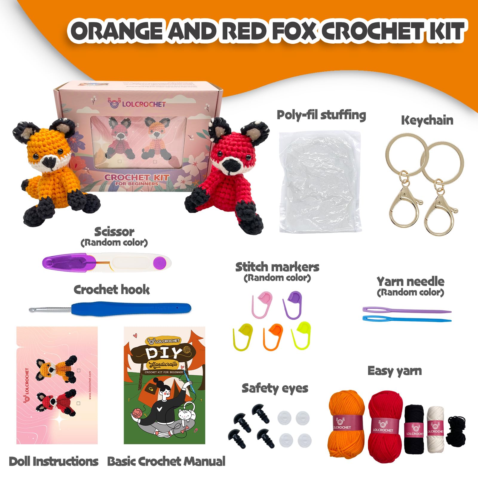 LOLCROCHET Kit de ganchillo Fox para principiantes y adultos