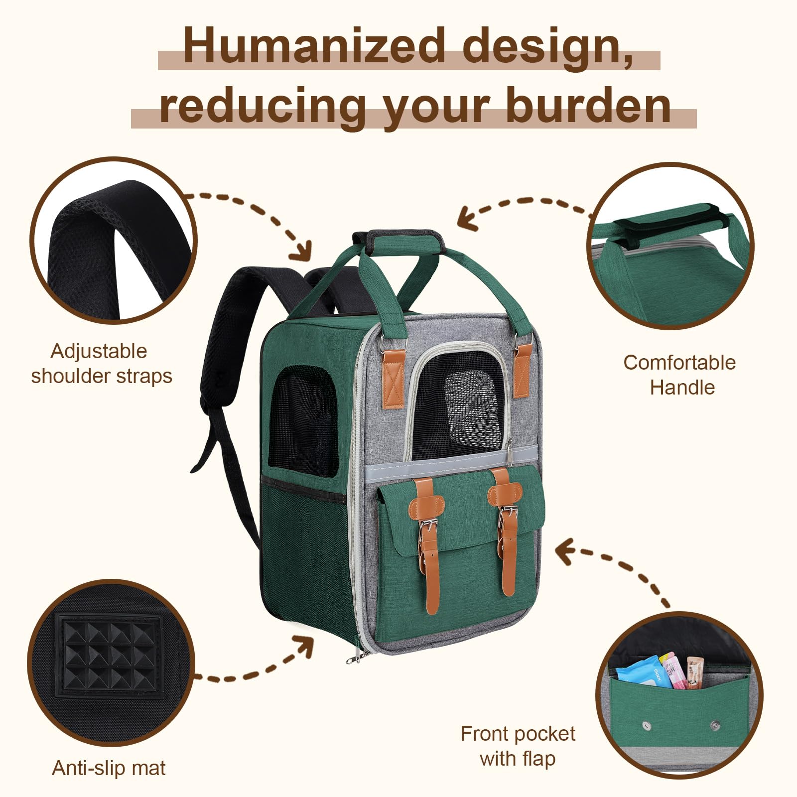 YooxArmor Haustier Rucksack für Katzen & Kleine Hunde,Atmungsaktiver Tragbare Katzenrucksack mit Sichtfenster,Leichte Faltbare HundeRucksack für Reisen Wandern Fahrradfahren, Max Tragkraft 7kg