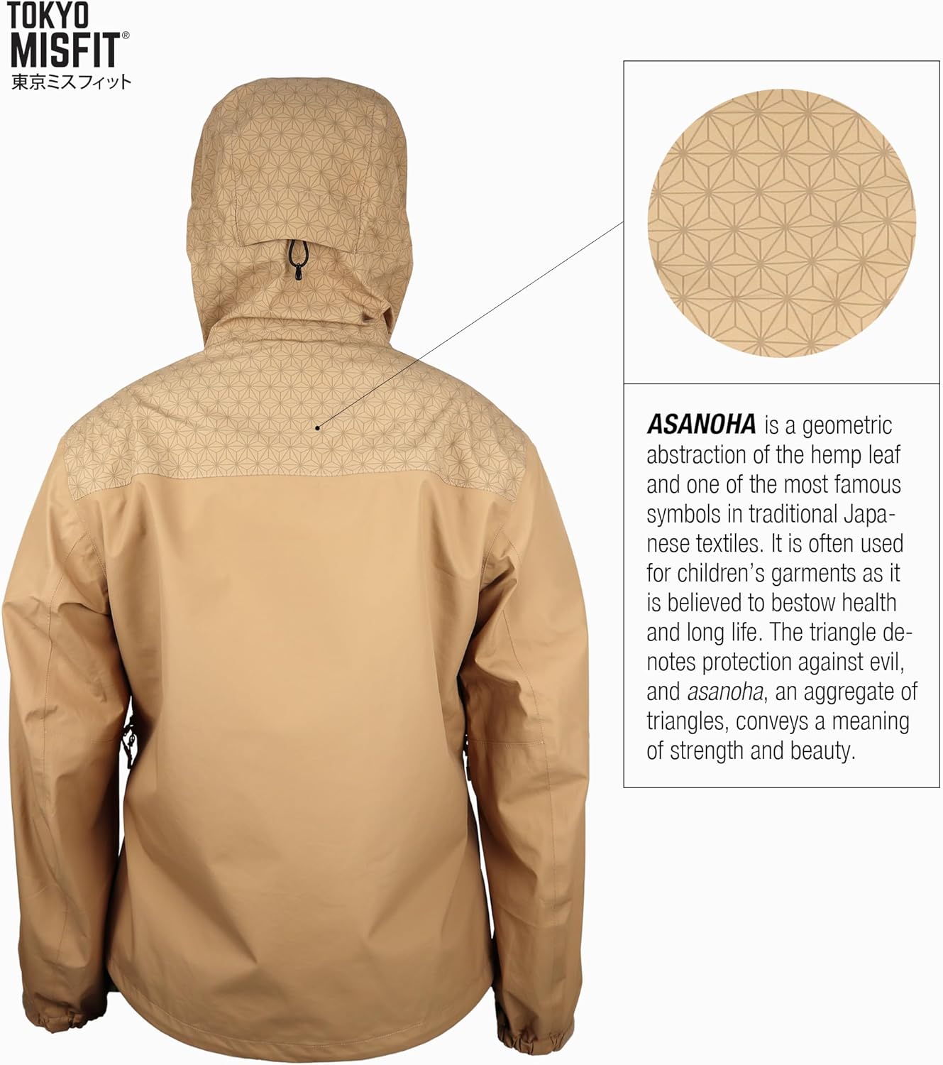 Tokyo Misfit - Rain Jacket w/Japanese Hemp Leaf Pattern (Asanoha), Waterproof Windbreaker, 3-Layer Technical Shell - Image 2