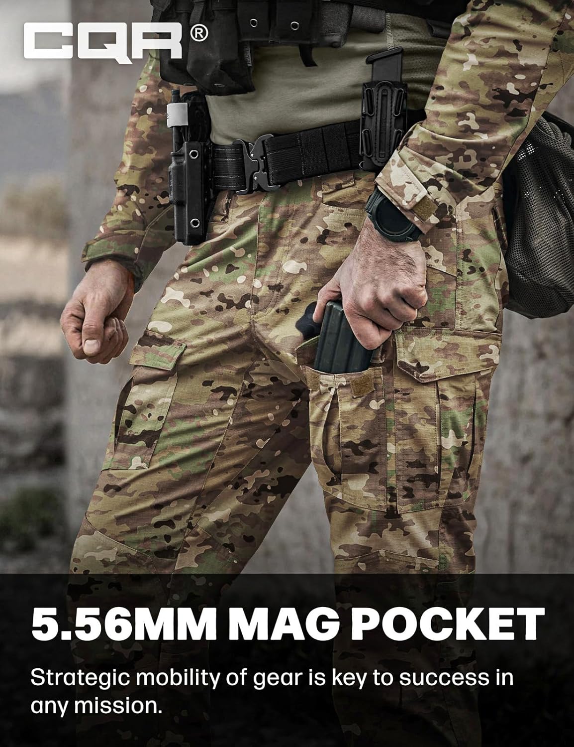 CQR Men's Flex Ripstop Tactical Pants, Water Resistant Stretch Cargo Pants, Lightweight EDC Hiking Work Pants - Image 5