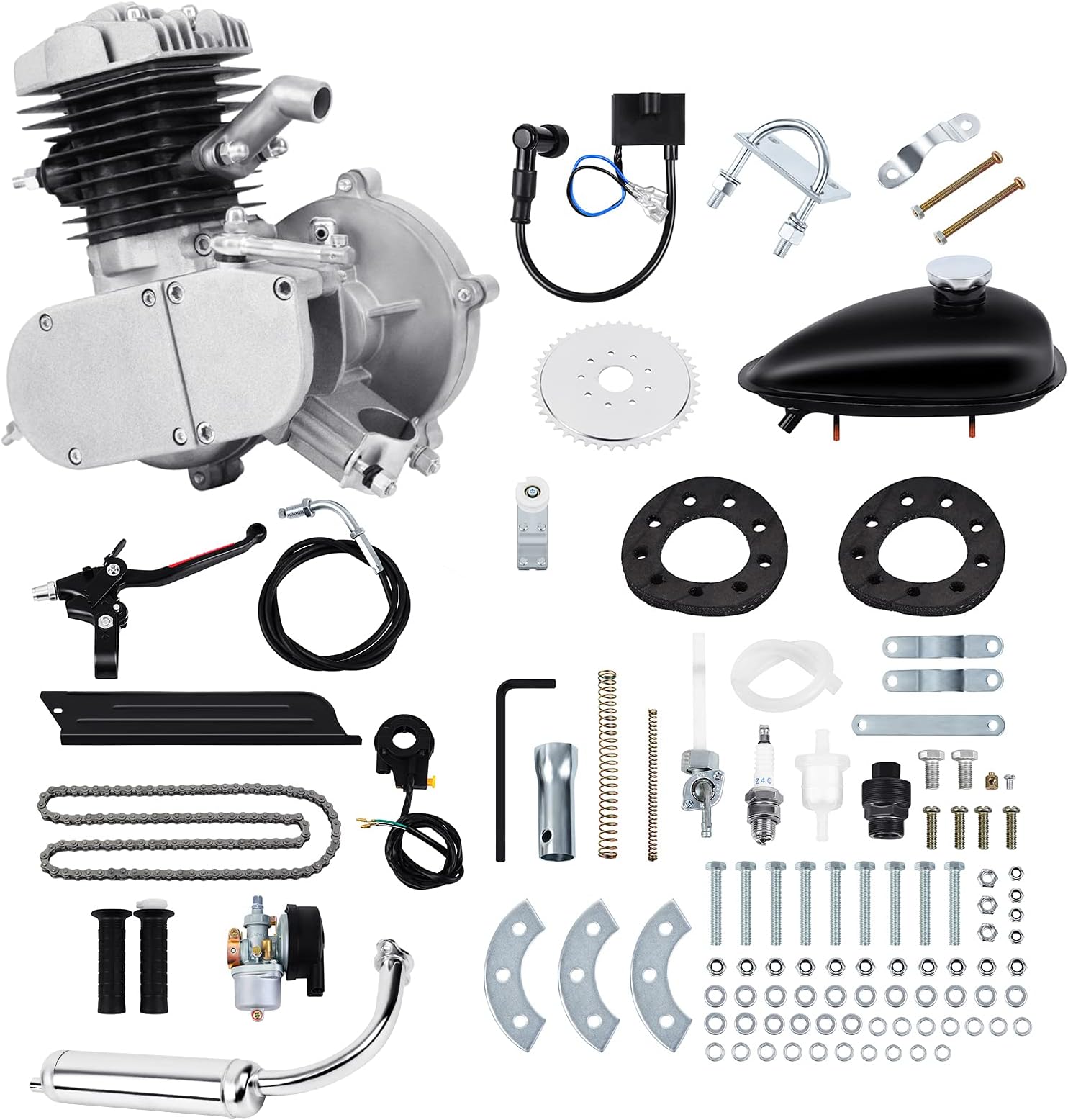 Ambienceo Cycle Petrol Gas Engine Bicycle Conversion Kit for Motorized Bike (50cc Silver)