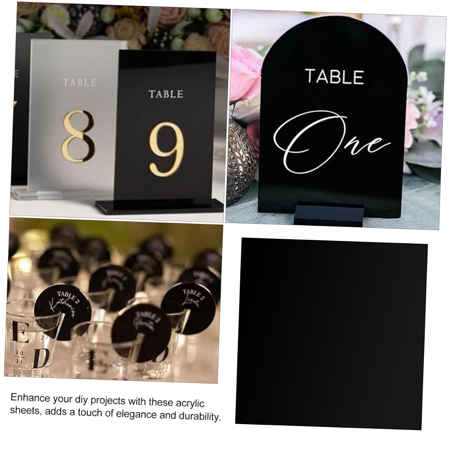 49mm Black Acrylic Blank Square Boards, 30 Pack for DIY Crafts