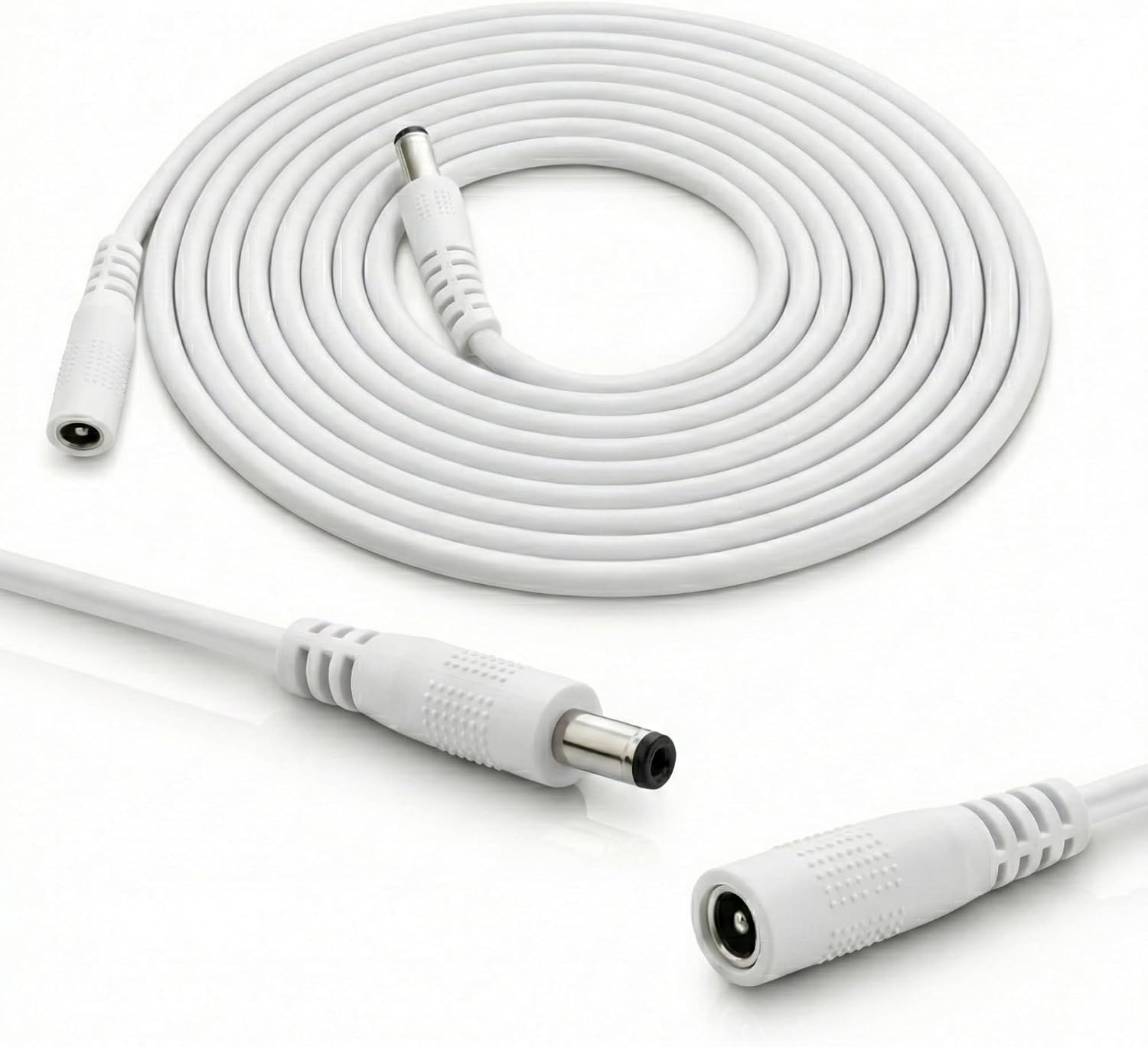 InLine - DC extension cable universal power supply extension cable for LED strips surveillance cameras printers routers switches and much more DC plug/socket 5.5 x 2.1 mm white 0.5 m