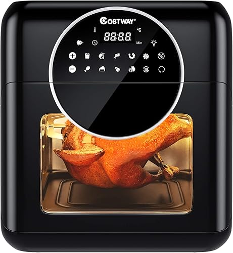COSTWAY - Horno tostador con pantalla táctil digital horno eléctrico de 105 qt 1500 W horno multifuncional sin aceite con temporizador control de