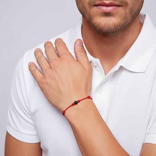 Miniatura 2 de Pulsera de protección de turmalina negra, cordón ajustable rojo o negro con cuentas de piedras preciosas naturales, talismán unisex para buena