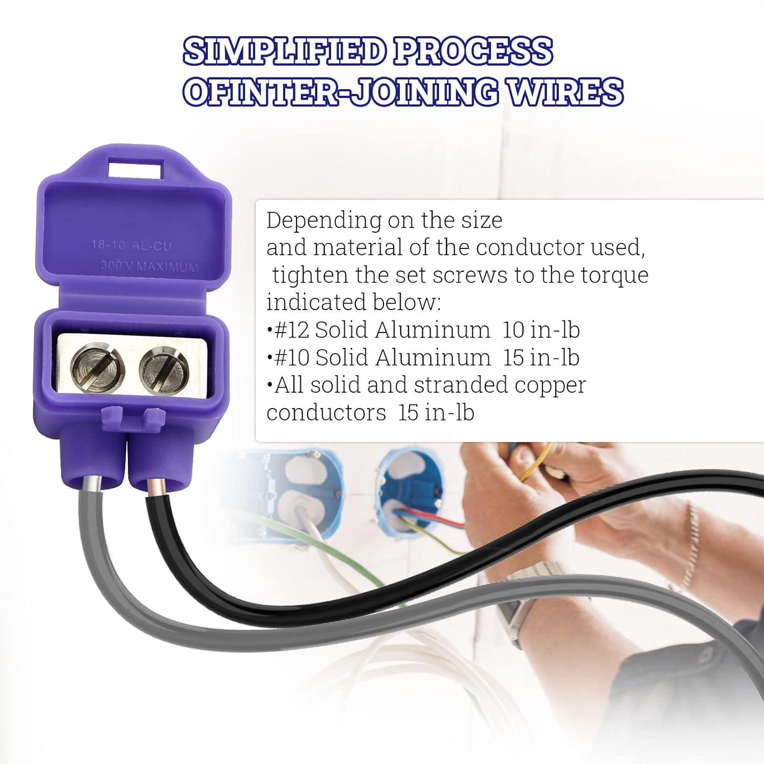 Aluminum to Copper Wire Connectors, Copper to Aluminum Wire Connectors with 2 Port, 10 Pack