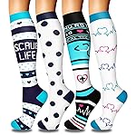 4 Pairs Compression Socks for Women Circulation-Best Support for Nurses,Running,Athletic,Travel S-M