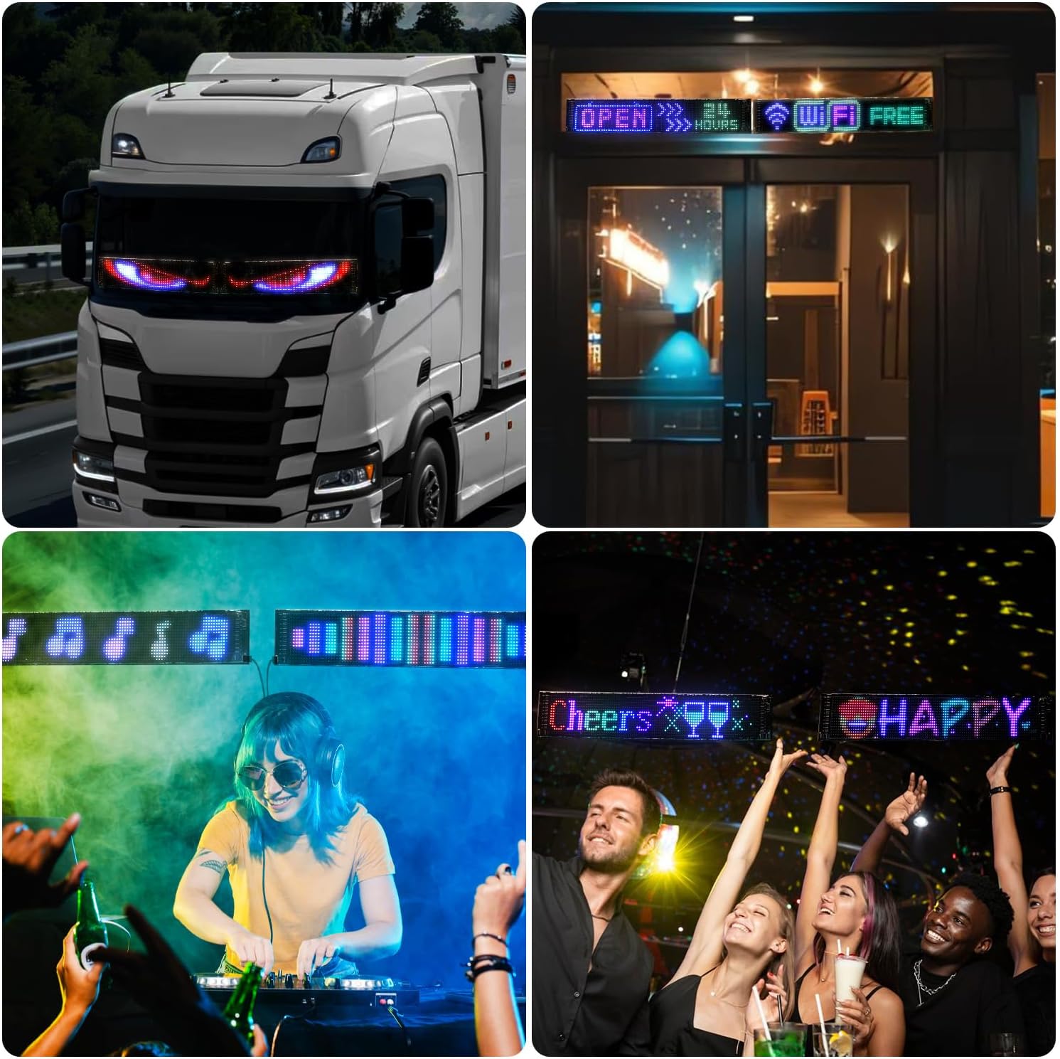 Devil Eye Light Sign 14.7″×3.6″ RGB Dimmable, DIY Dynamic Programmable App & Remote Control, Waterproof IP65 Flexible Silicone Strip Accent Lights for Car Truck SUV Dashboard Windshield, 2‑Pack